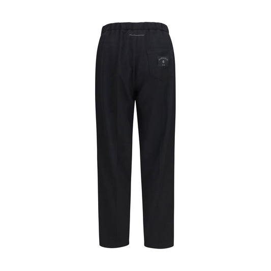 Black Polyester Casual Pants