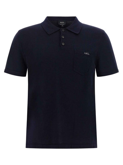 Blue Virgin Wool Polo Shirt