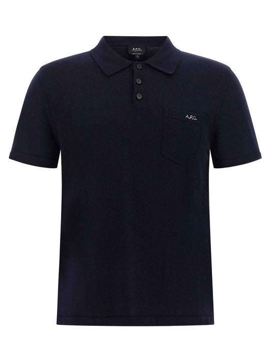 Blue Virgin Wool Polo Shirt