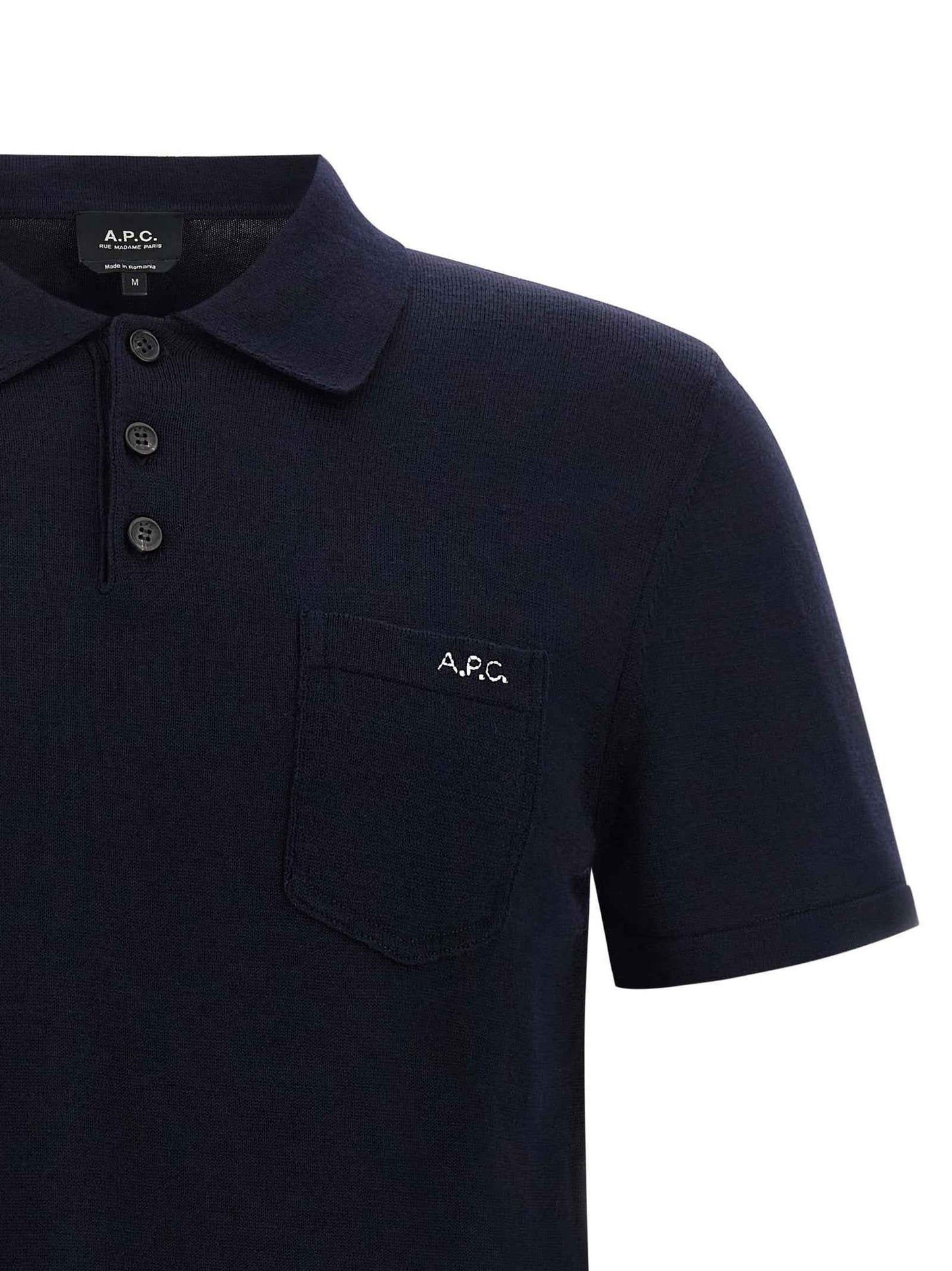 Blue Virgin Wool Polo Shirt