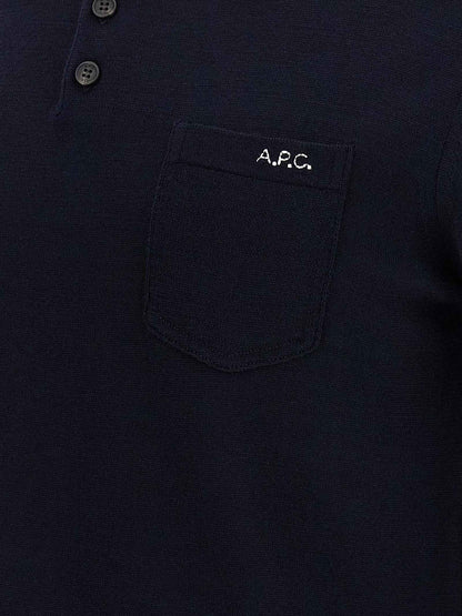 Blue Virgin Wool Polo Shirt