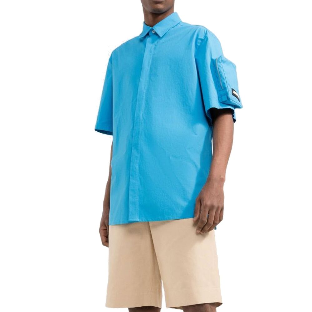 Blue Cotton Shortsleeve Shirt