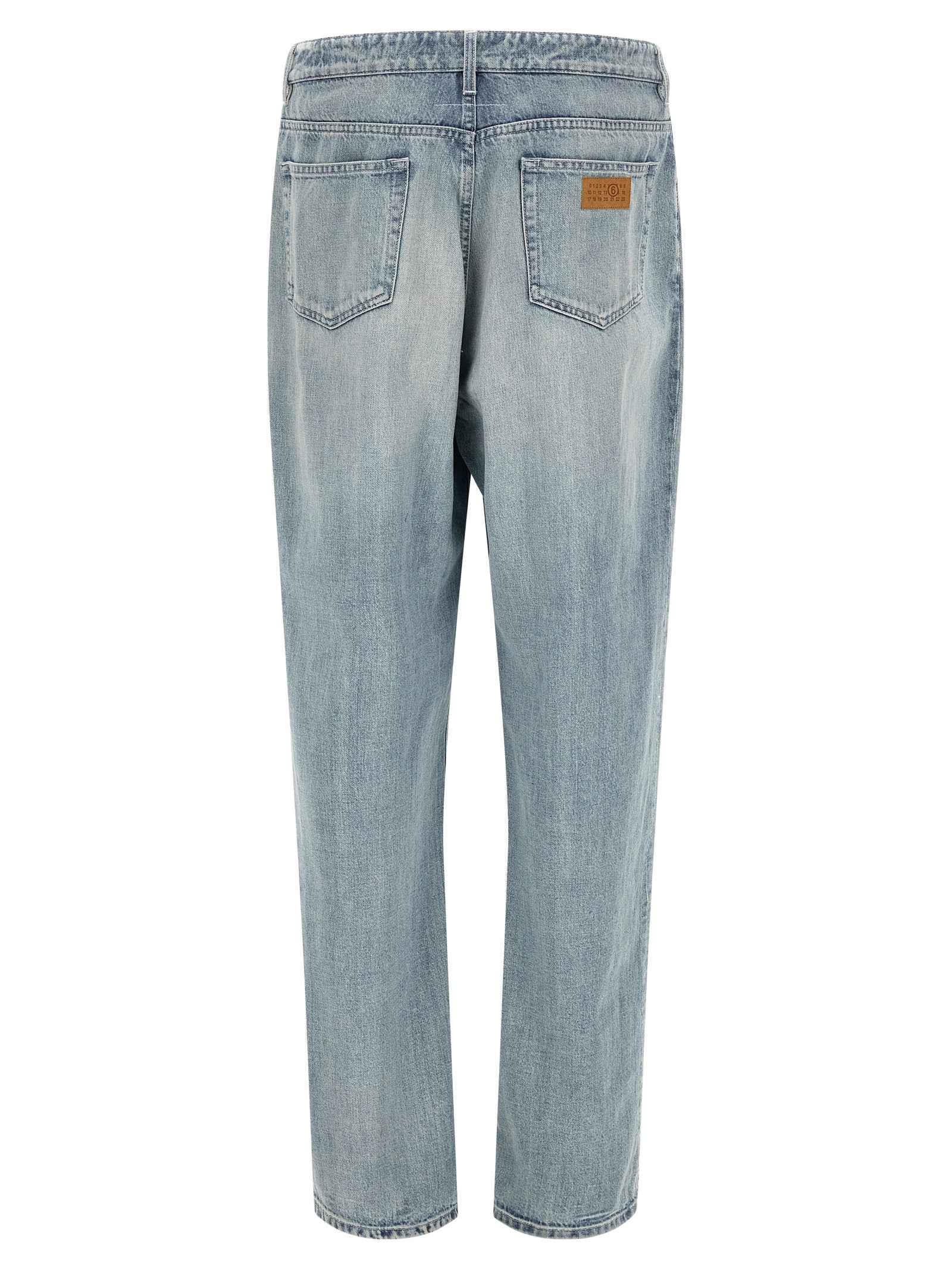 Blue Cotton Straight-Leg Jeans