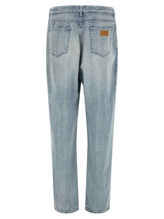 Blue Cotton Straight-Leg Jeans