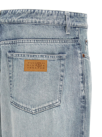 Blue Cotton Straight-Leg Jeans