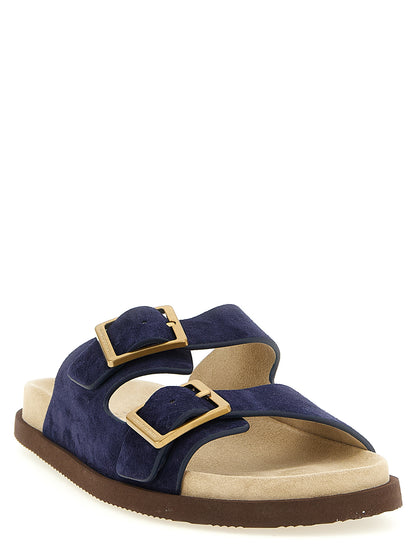 Blue Calfskin Slides