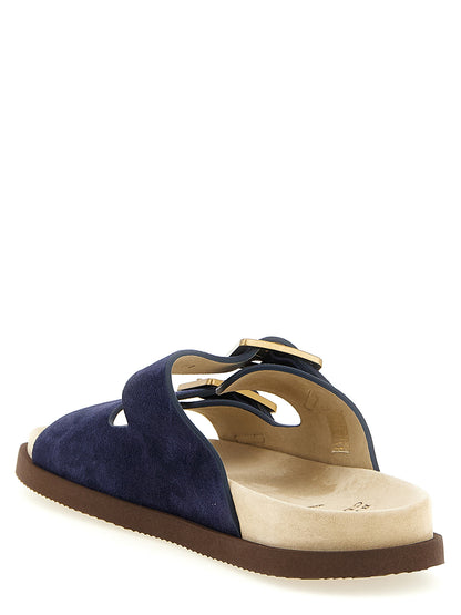 Blue Calfskin Slides