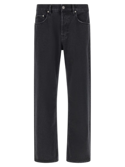 Black Cotton Straight-Leg Jeans