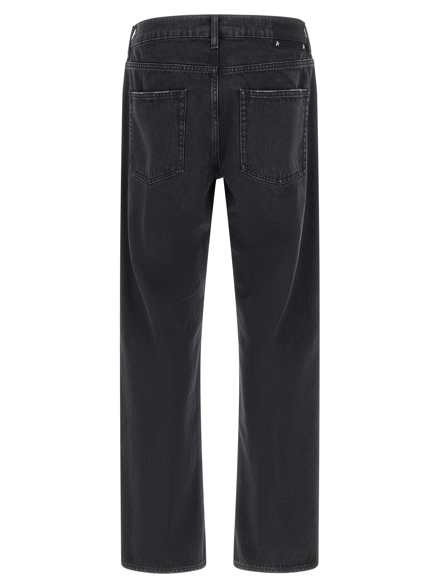 Black Cotton Straight-Leg Jeans