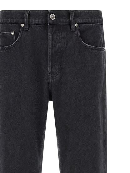 Black Cotton Straight-Leg Jeans