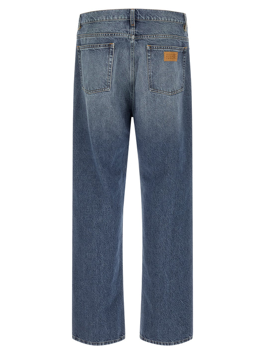 Blue Cotton Straight-Leg Jeans