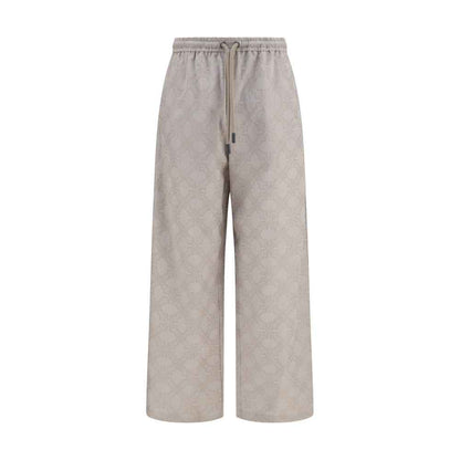 Beige Cotton Casual Pants