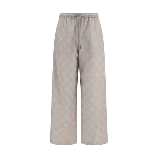 Beige Cotton Casual Pants
