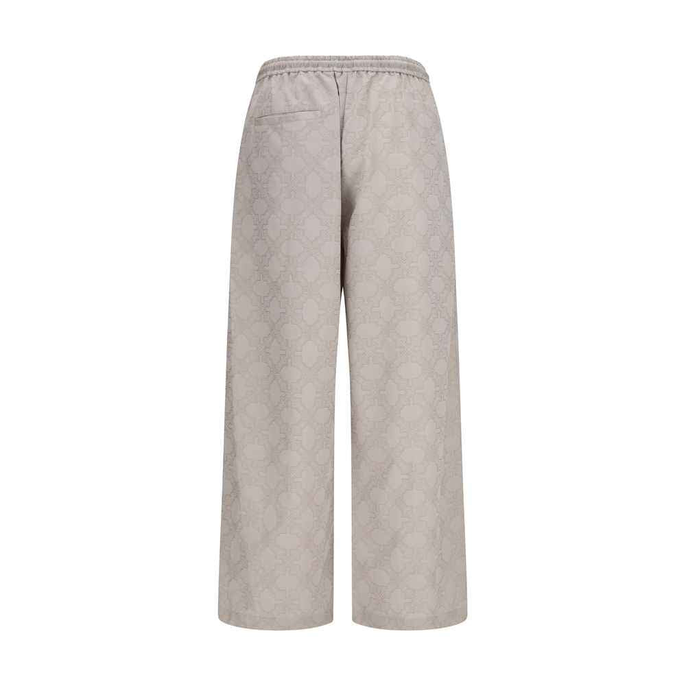 Beige Cotton Casual Pants
