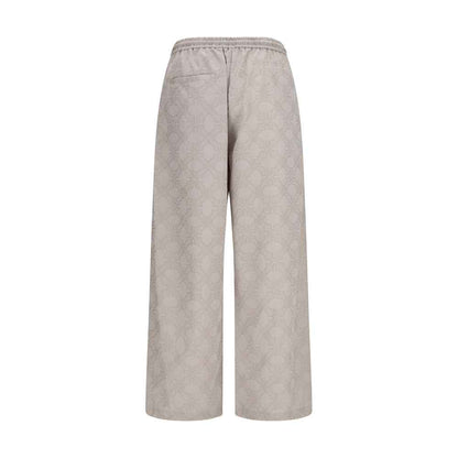 Beige Cotton Casual Pants