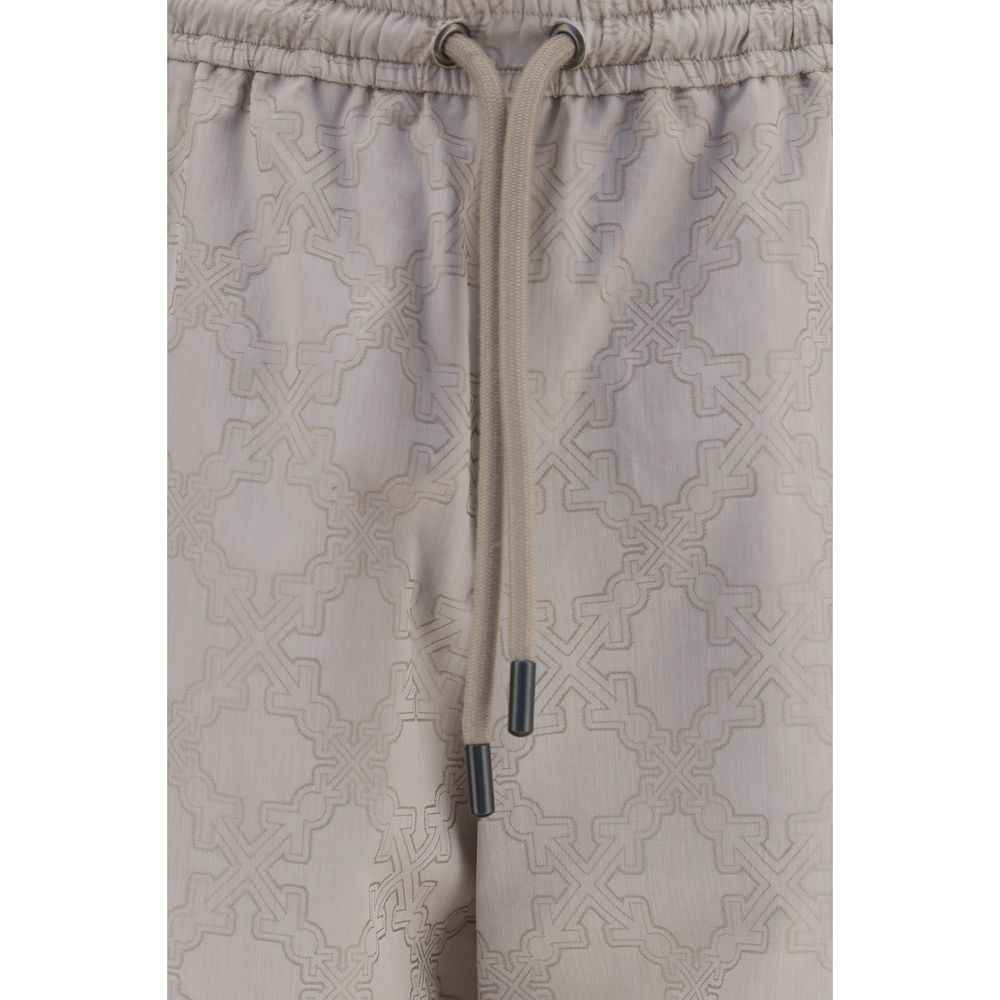 Beige Cotton Casual Pants