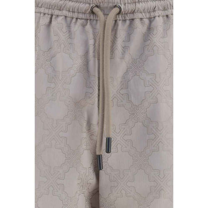 Beige Cotton Casual Pants