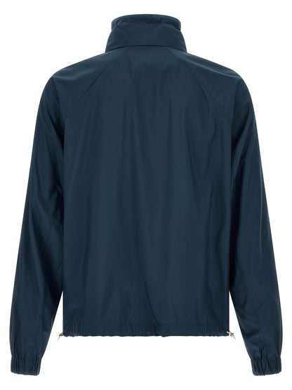 Blue Polyester Full-Length Jacket