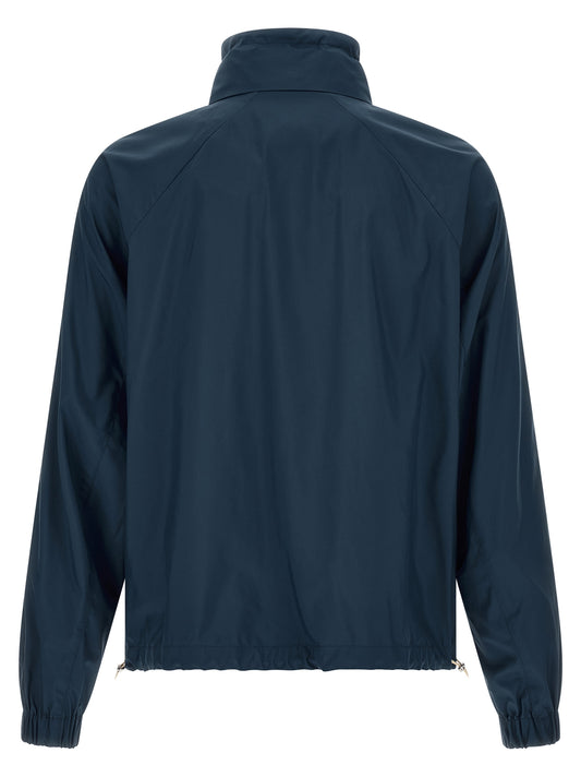 Blue Polyester Full-Length Jacket