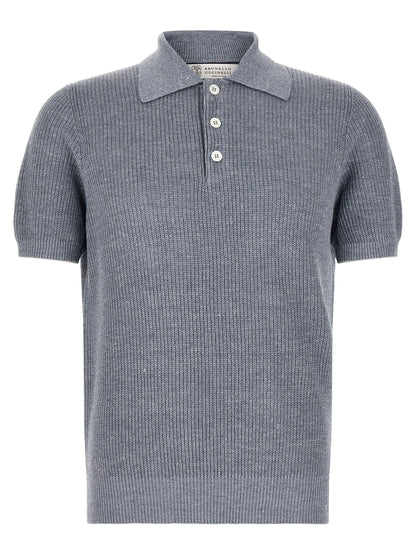 Blue Linen Polo Shirt