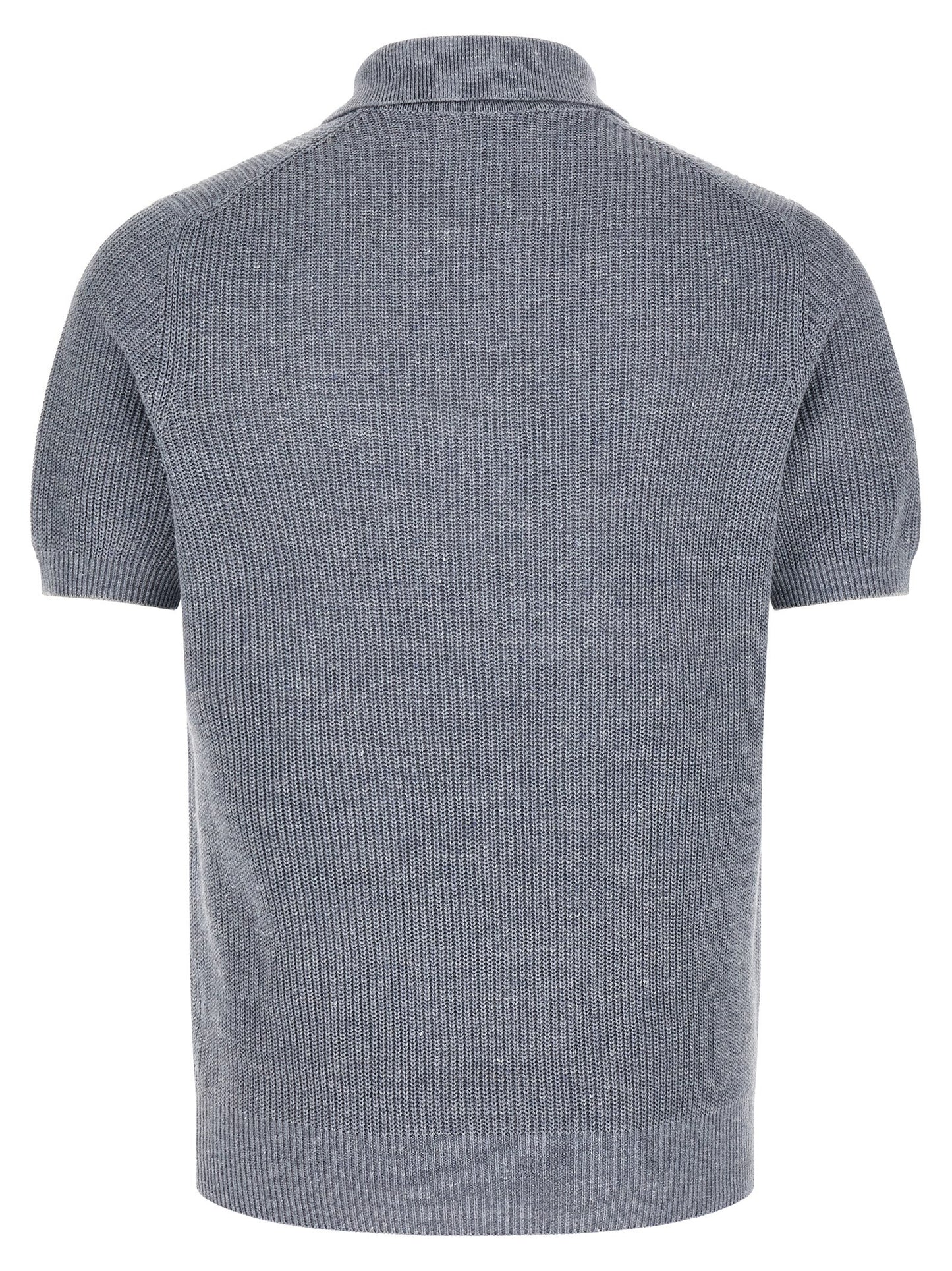 Blue Linen Polo Shirt