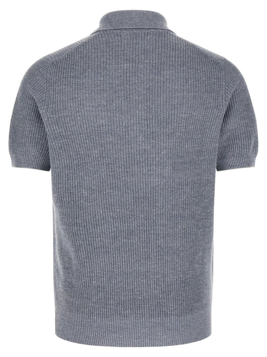 Blue Linen Polo Shirt