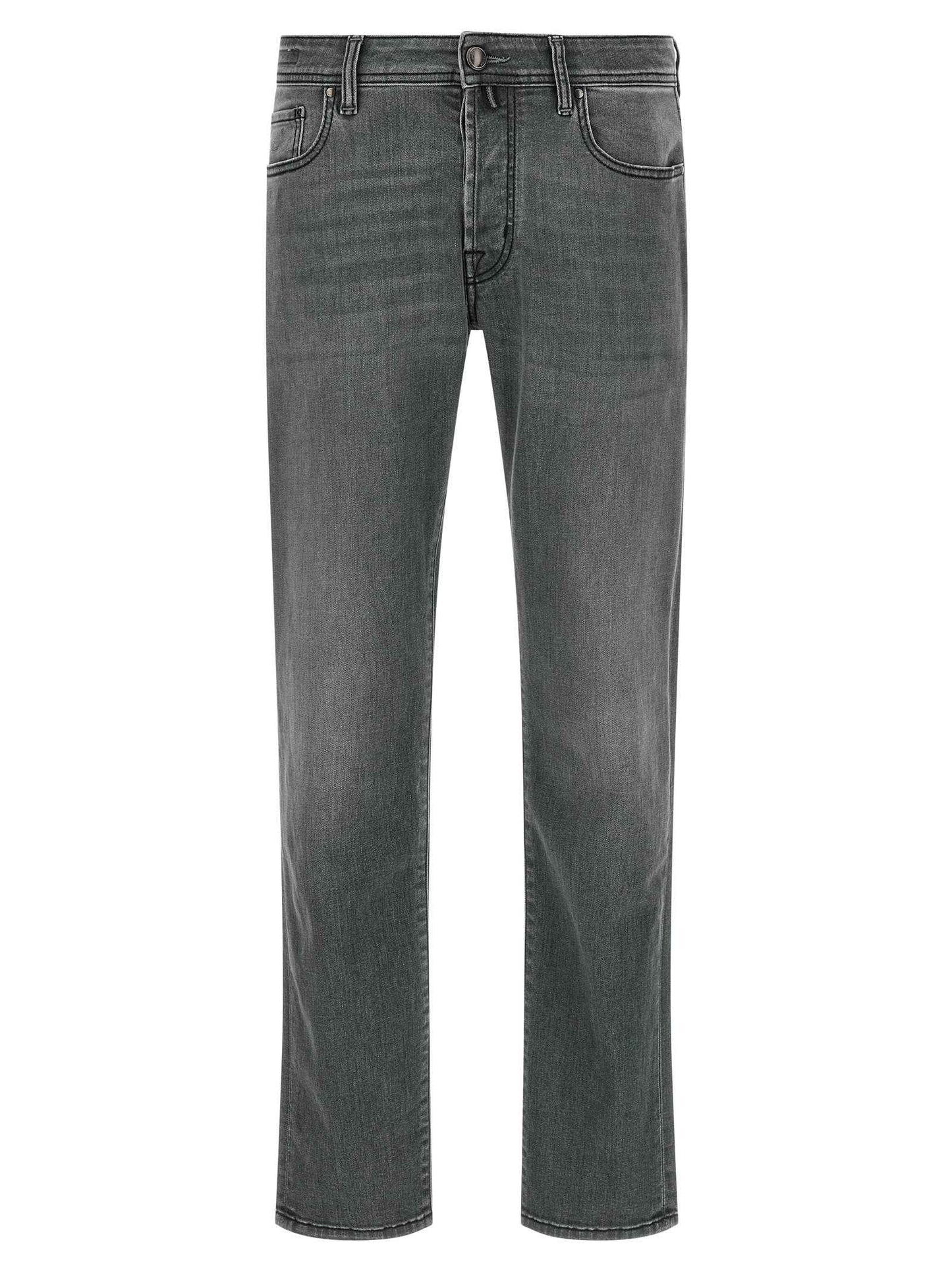 Gray Cotton Slim Fit Jeans