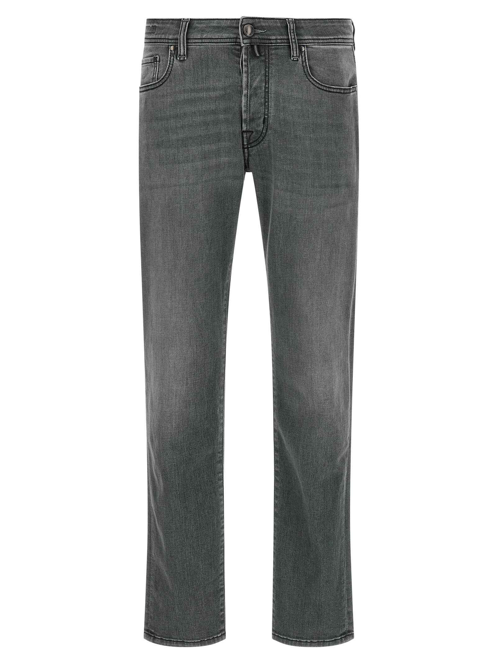 Gray Cotton Slim Fit Jeans