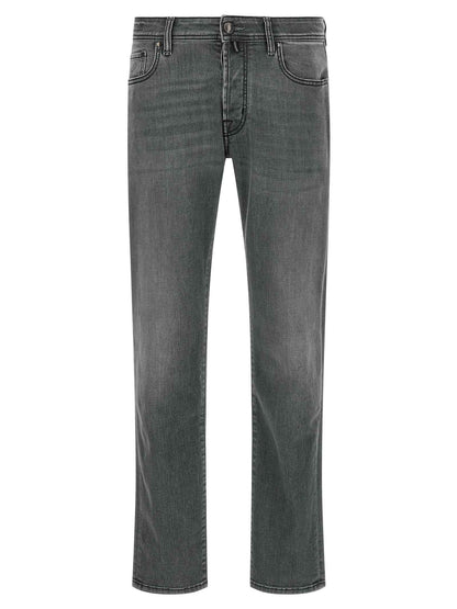 Gray Cotton Slim Fit Jeans