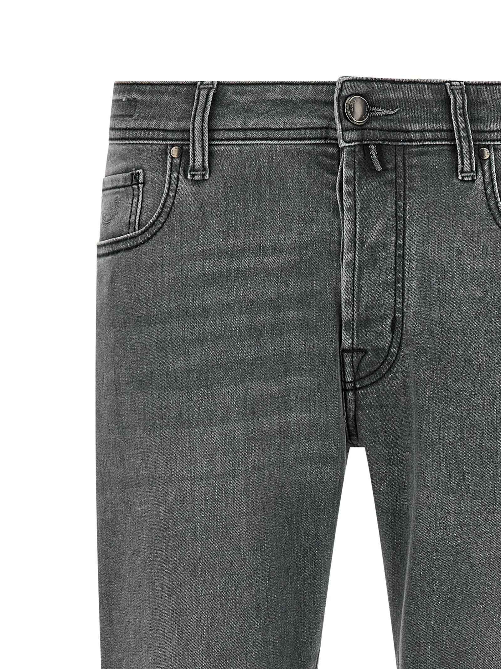 Gray Cotton Slim Fit Jeans