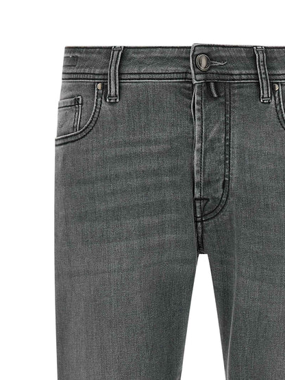 Gray Cotton Slim Fit Jeans