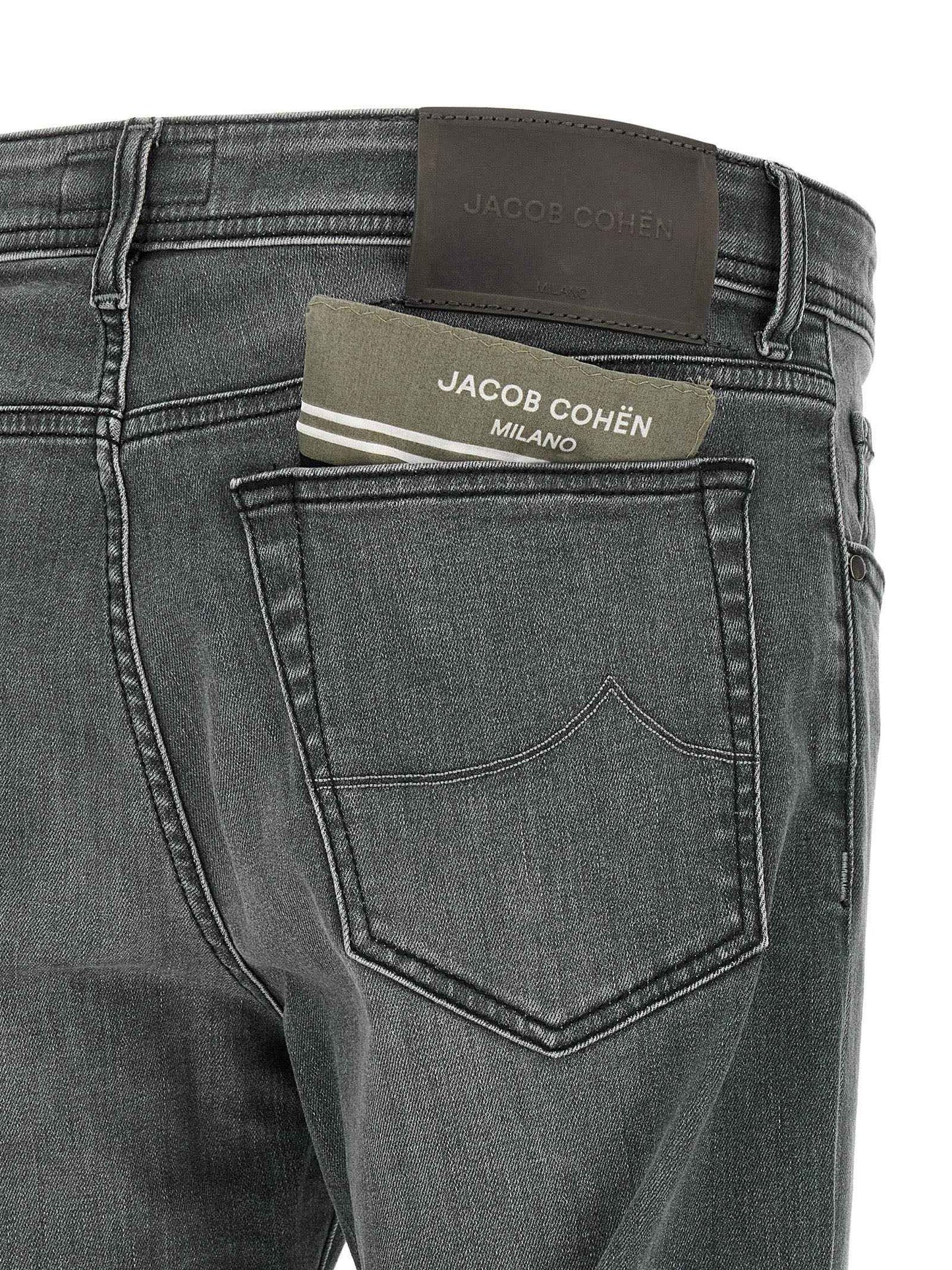 Gray Cotton Slim Fit Jeans