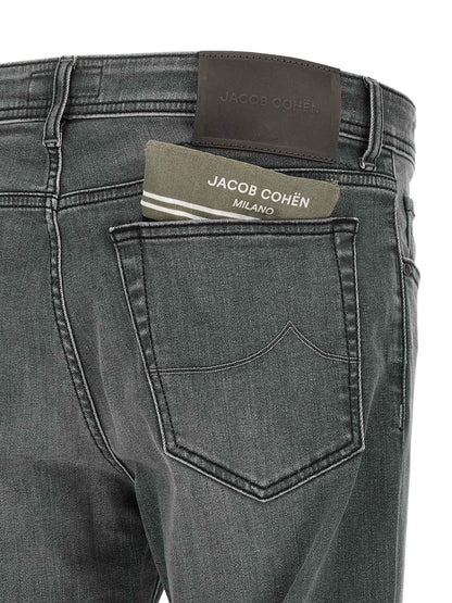 Gray Cotton Slim Fit Jeans