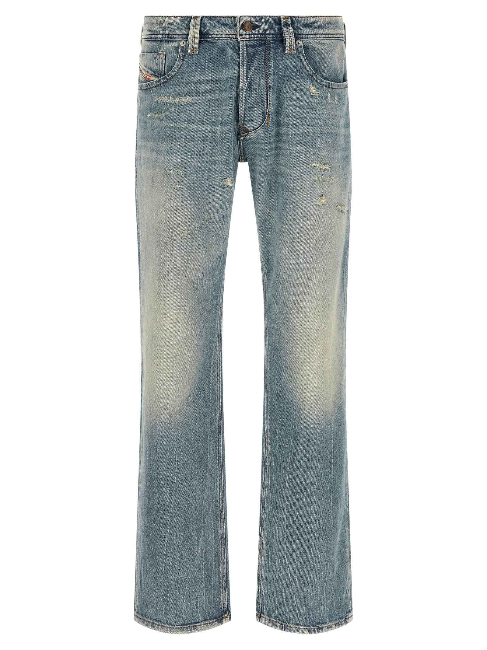 Blue Cotton Straight-Leg Jeans