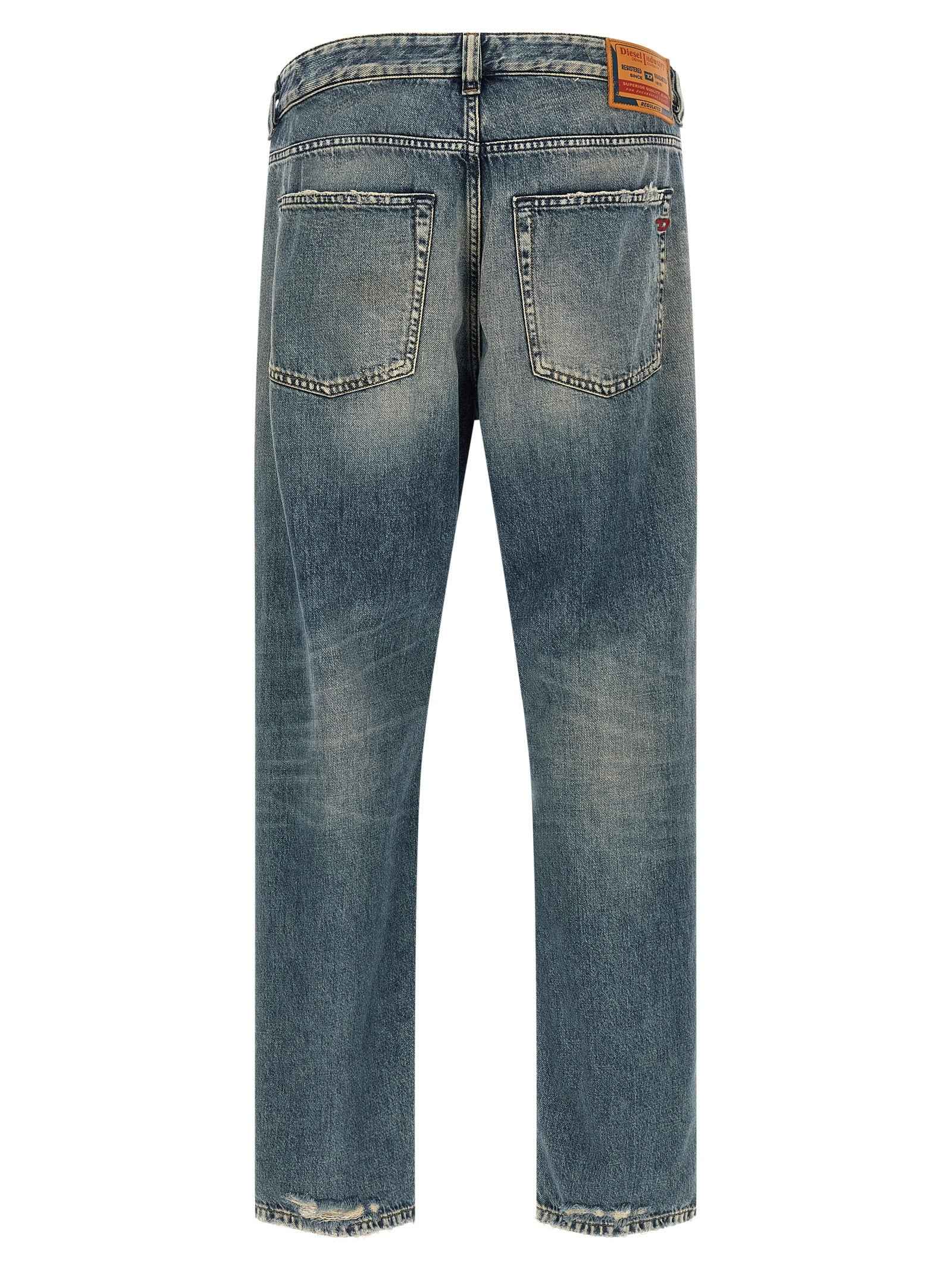 Blue Cotton Tapered Jeans
