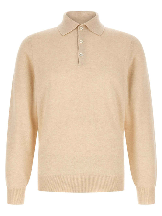 Beige Cashmere Polo Shirt