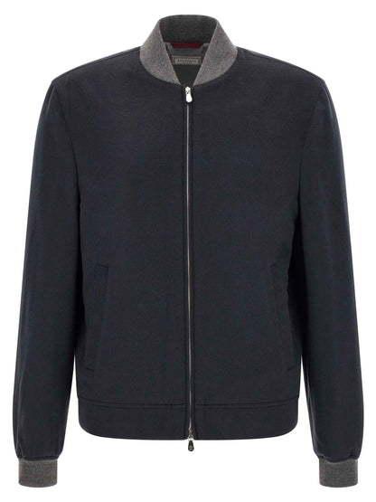 Blue Cashmere Bomber