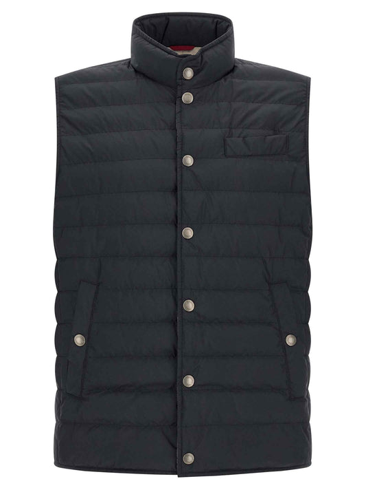 Blue Polyester Sleeveless Jacket