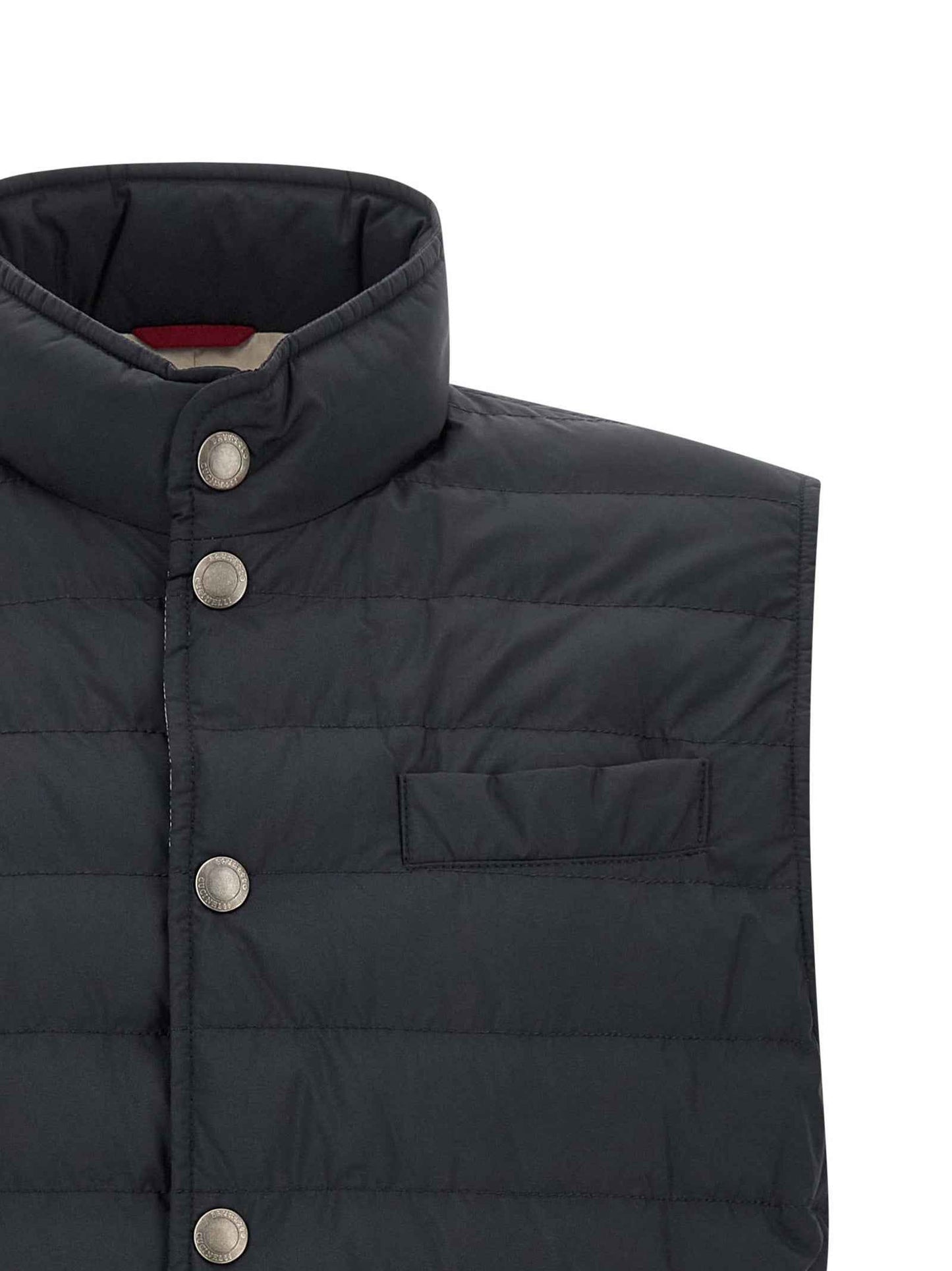 Blue Polyester Sleeveless Jacket