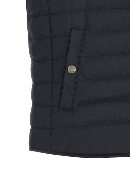 Blue Polyester Sleeveless Jacket