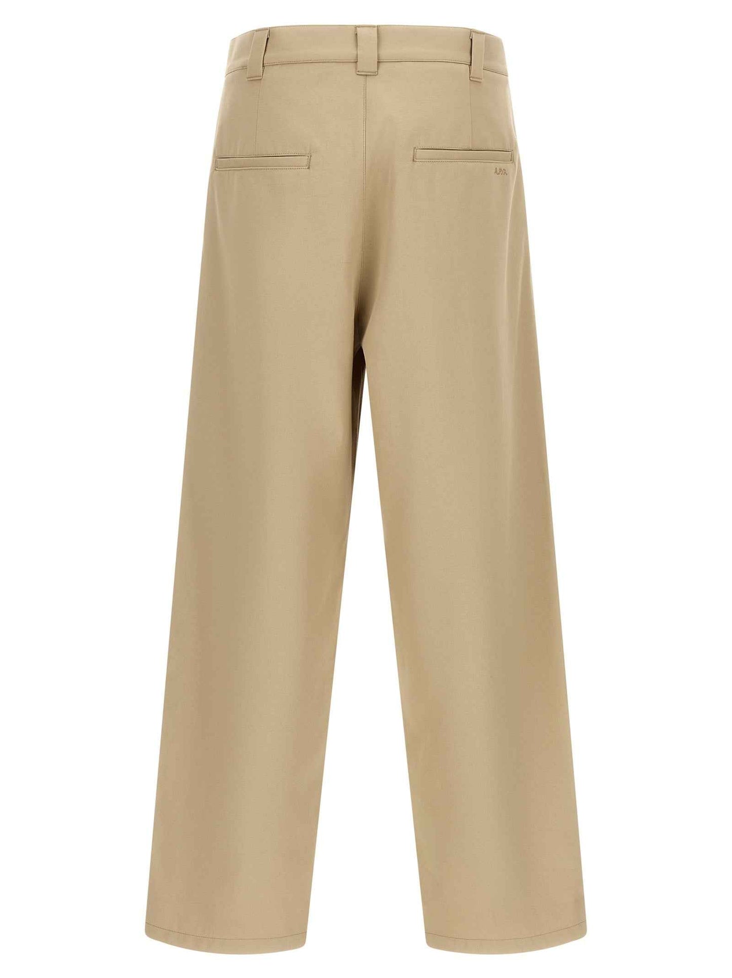 Beige Cotton Casual Pants