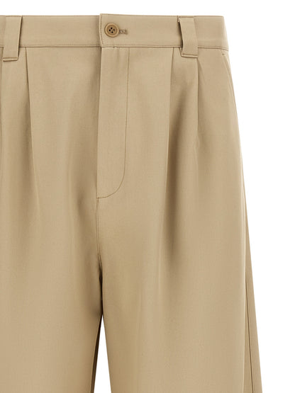 Beige Cotton Casual Pants
