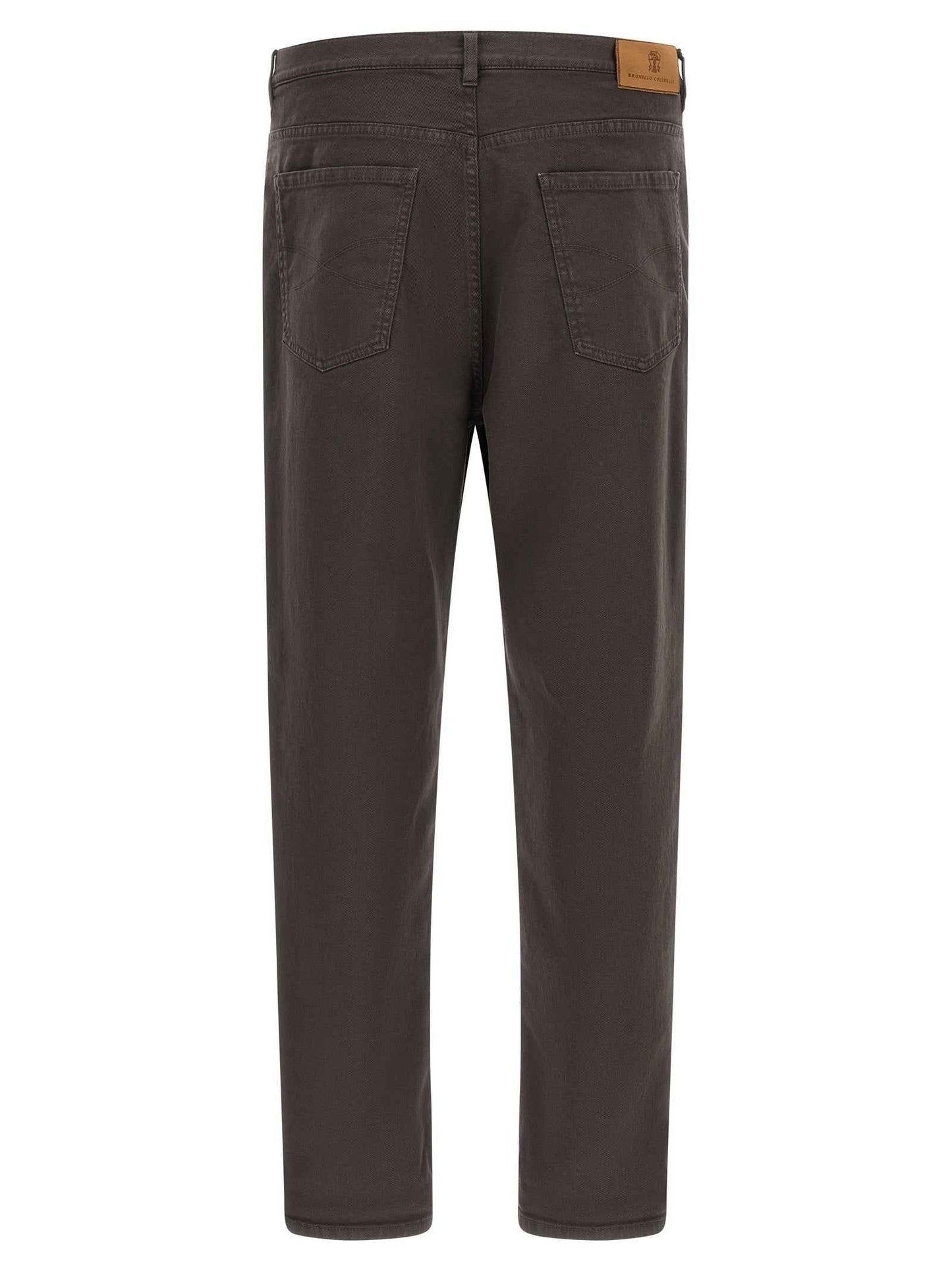 Brown Cotton Straight-Leg Jeans