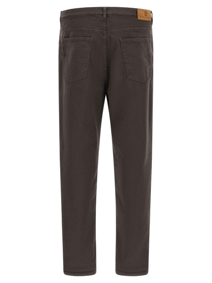 Brown Cotton Straight-Leg Jeans