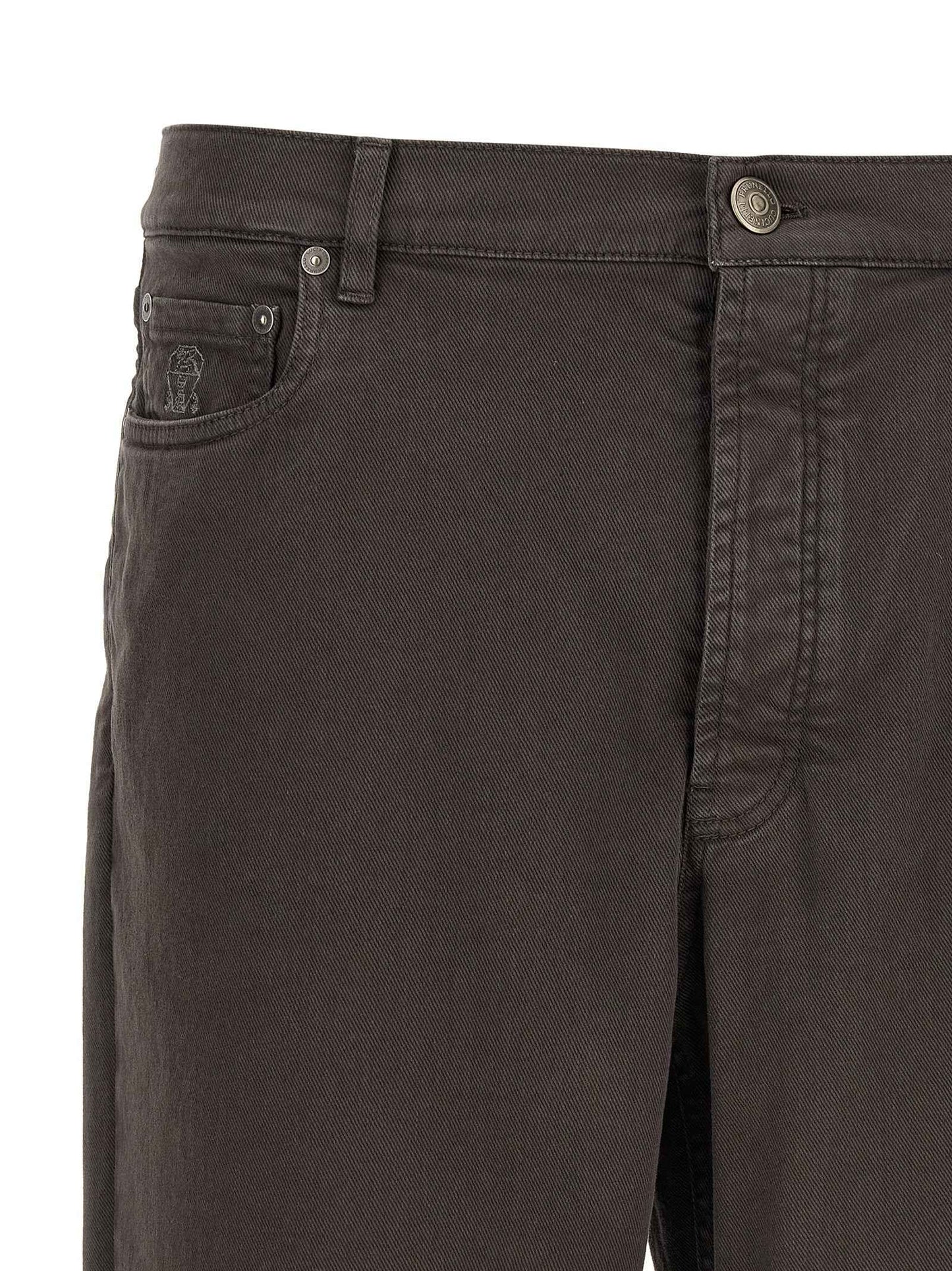 Brown Cotton Straight-Leg Jeans