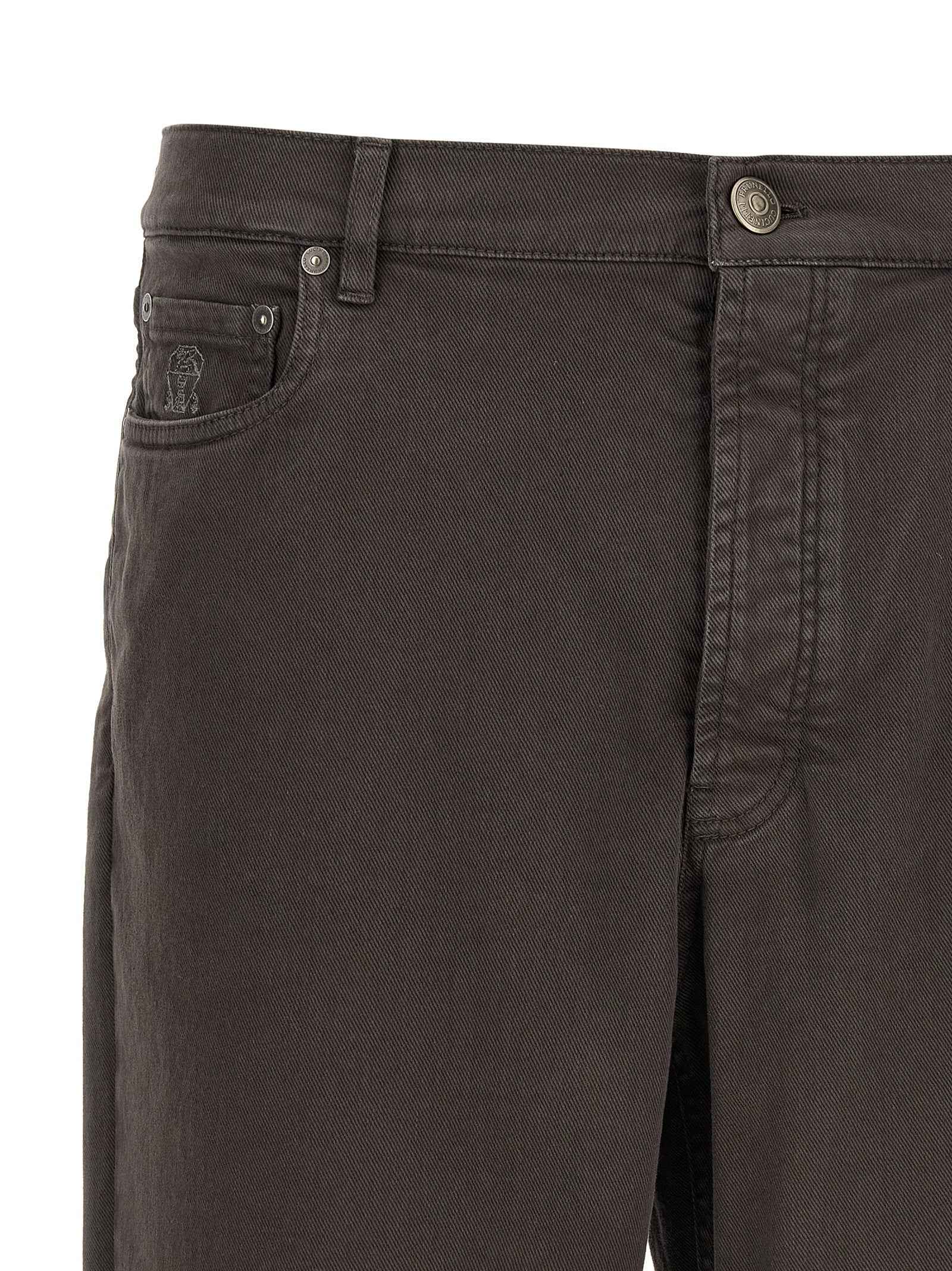 Brown Cotton Straight-Leg Jeans