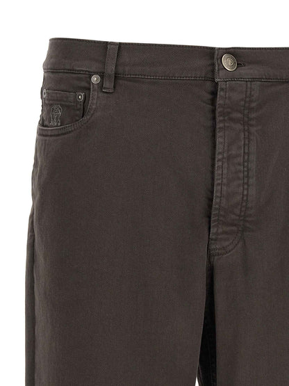Brown Cotton Straight-Leg Jeans