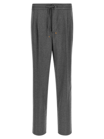Gray Virgin Wool Casual Pants