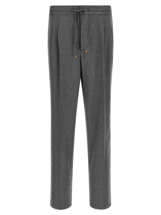 Gray Virgin Wool Casual Pants