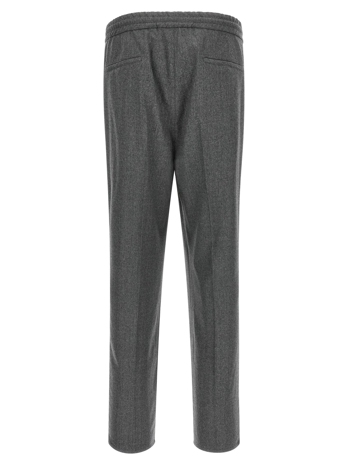 Gray Virgin Wool Casual Pants